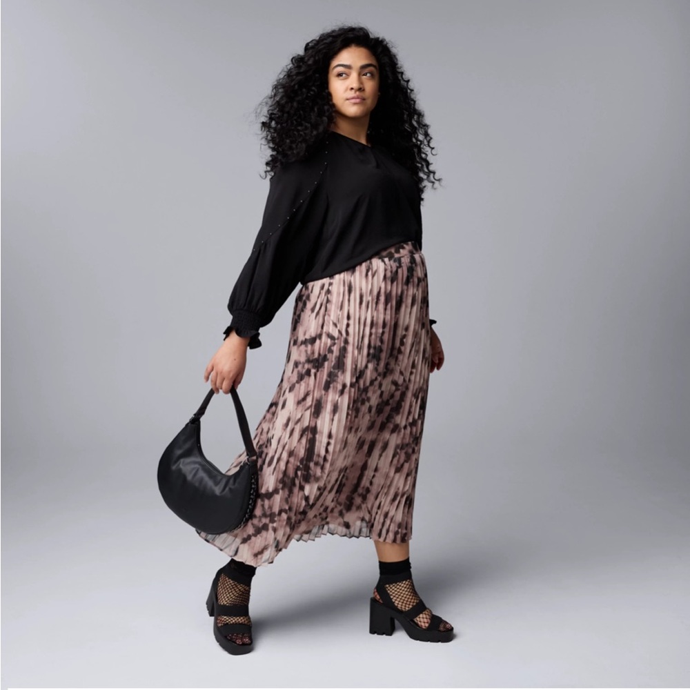 Vera Wang Pleated Maxi A-Line Skirt